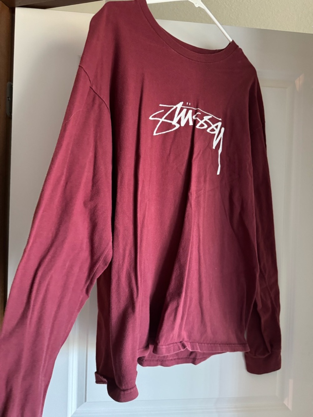 Stussy Maroon Crewneck with White Logo Detail
